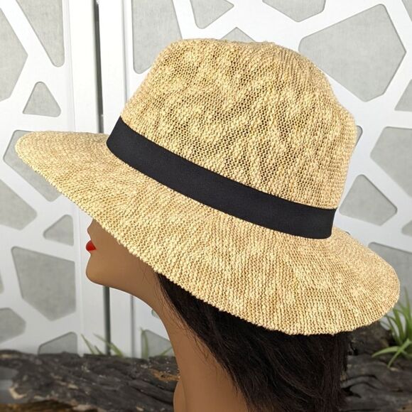 Panama Hat with Faux Suede Band and Adjustable Sweatband - Picture 2 of 12